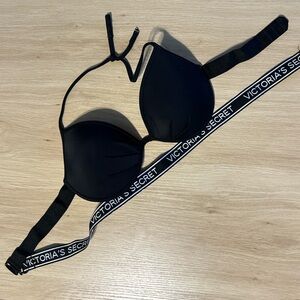 Victoria's Secret Black Logo Band Padded Bikini Top